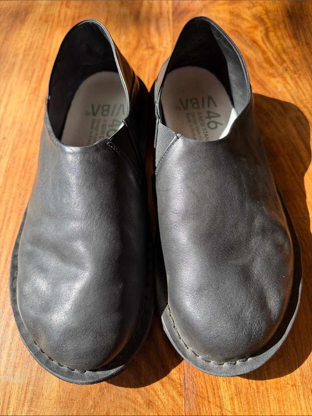 VIBÄ Black Leather Slip-On Loafers for Men 46 13 New